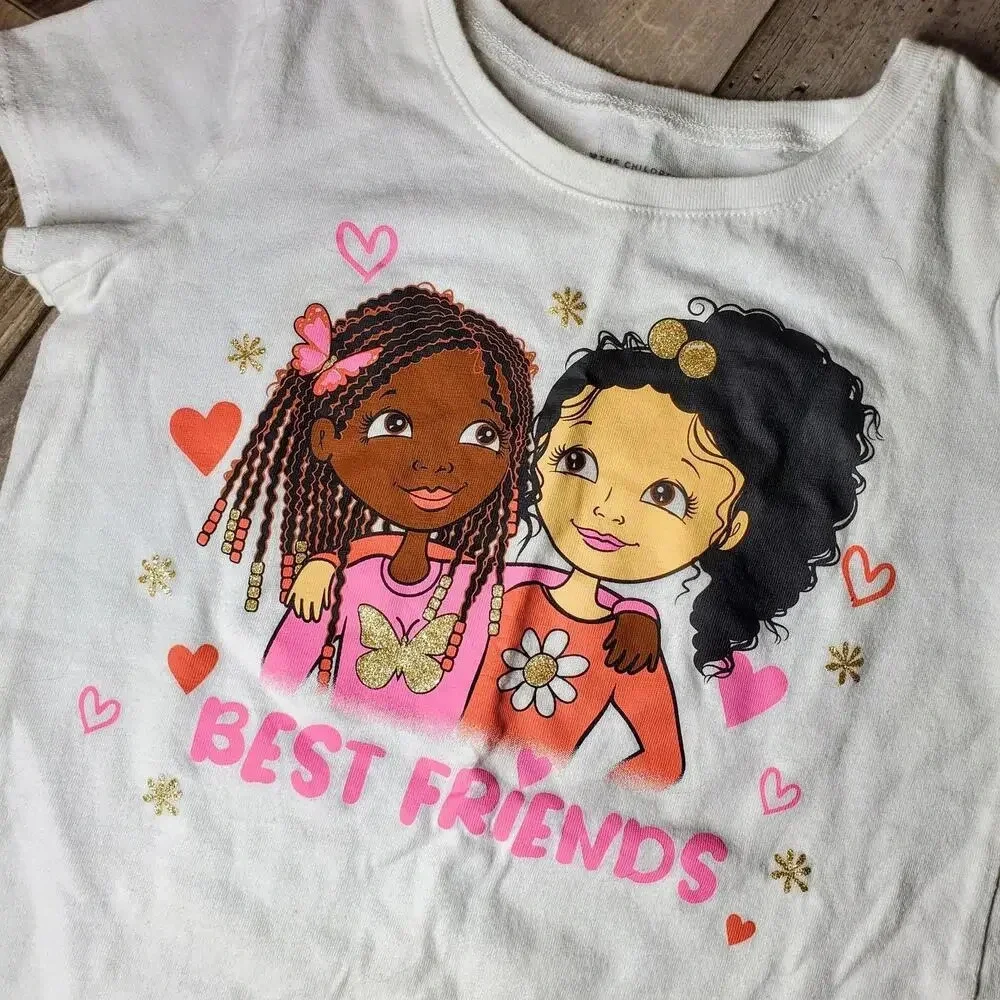 The Children's Place Girl's White Best Friends T-Shirt Size 5T